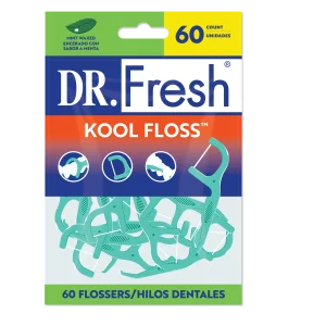 Dr. Fresh Kool Floss Waxed Dental Floss Picks in Easy Resealable Packaging, Mint