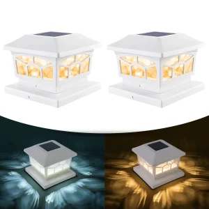 Solar Lights for Fence Post Cap Outdoor Deck Waterproof 2 Pack